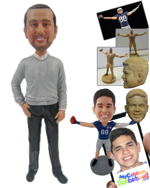 Handsome Bearded Man in Formals with Hand Near His Pocket Personalized Bobblehead