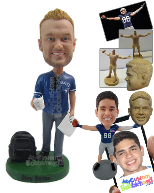 Good Looking Duo Wearing a Jersey with Casual Pants and Shoes Personalized Bobblehead