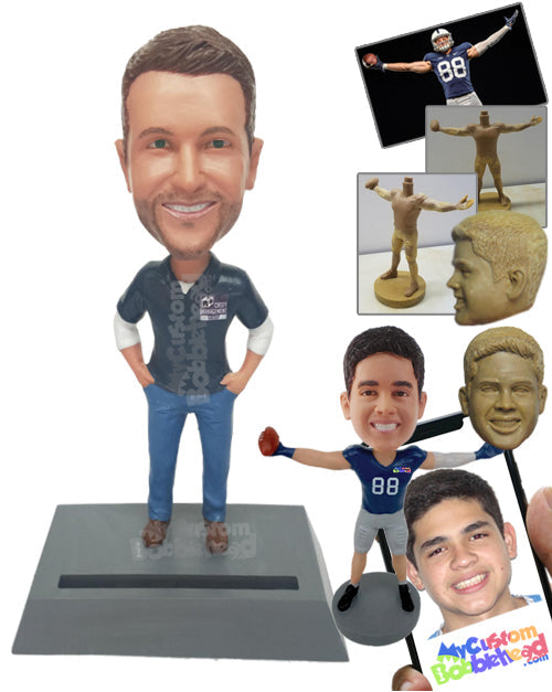 Handsome Man Wearing Shirt and Shorts Personalized Bobblehead