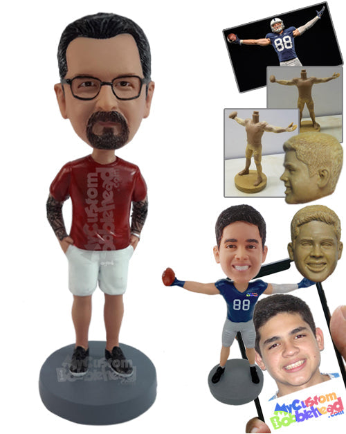 Trendy Gentleman Standing with Fancy Clothes On Personalized Bobblehead