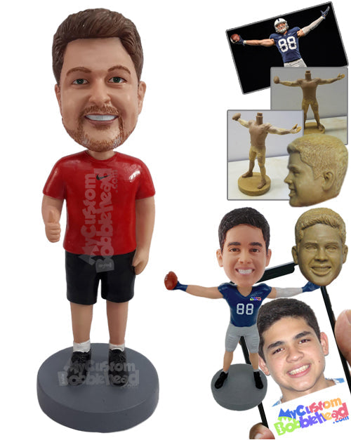 Confident Guy Ready to Start His Exercise Routine Personalized Bobblehead