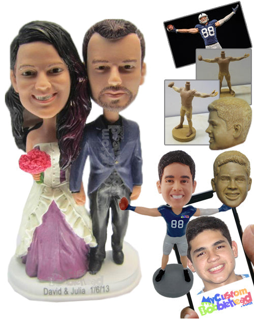 Newlywed Couple Wearing Wedding Attire Personalized Bobblehead