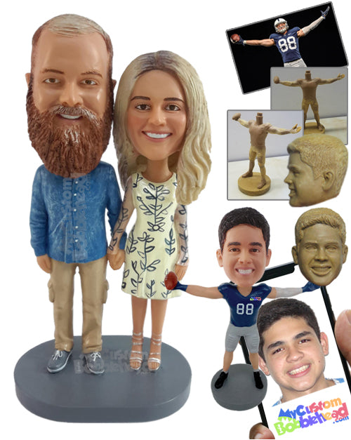 Normal Couple Wearing Casual Clothes Personalized Bobblehead