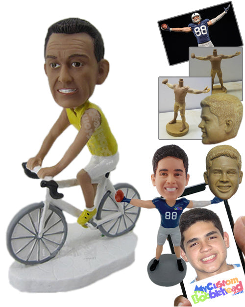 Male Cyclist riding his Fast Fancy Road Bike Personalized Bobblehead