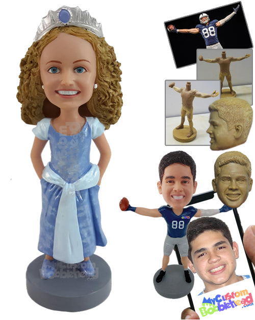 Small Girl Dressed as a Magical Princess Personalized Bobblehead