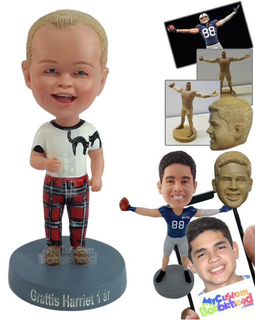 Fashionable Looking Kid Wearing T-shirt and Nice Pants Personalized Bobblehead