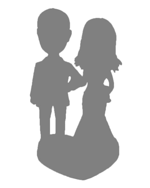 Couple in Casual Outfit Ready for a Race Personalized Bobblehead