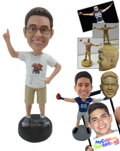 Cool Dude with Enigmatic Charisma in Shorts Personalized Bobblehead
