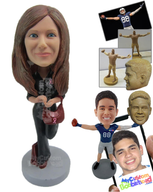 Lady Wearing a Top and Fashionable Pant Ready to Rock and Roll Personalized Bobblehead