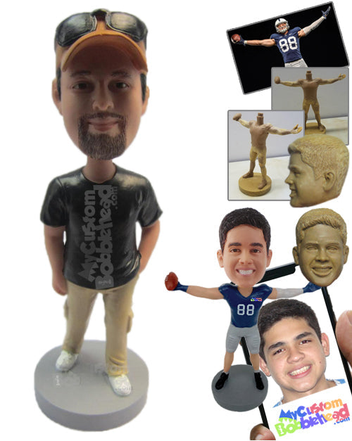 Fashionable Trendy Boy Wearing a T-Shirt with Pants and Sneakers Personalized Bobblehead