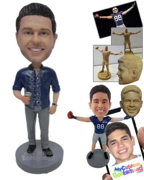 Guy Wearing a Shirt and Pants with Fashionable Boots Personalized Bobblehead