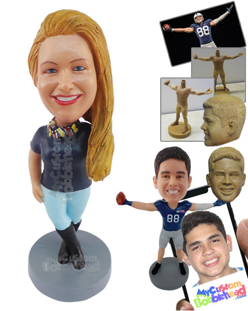 Woman in Scarf and Extra Long Boots Personalized Bobblehead