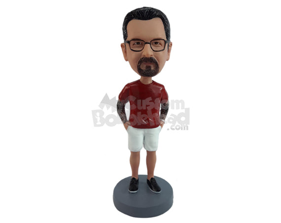 Trendy Gentleman Standing with Fancy Clothes On Personalized Bobblehead