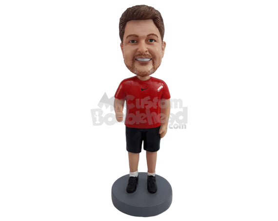Custom Bobblehead Confident guy ready to start his excersise routine - Leisure & Casual Casual Males Personalized Bobblehead & Action Figure