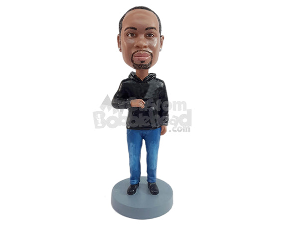 Cool Dude Wearing a Nice Hoodie, Jeans, and Shoes Personalized Bobblehead