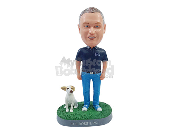 Custom Bobblehead Casual guy wearing tucked polo shirt, jean and classical shoes - Leisure & Casual Casual Males Personalized Bobblehead & Action Figure