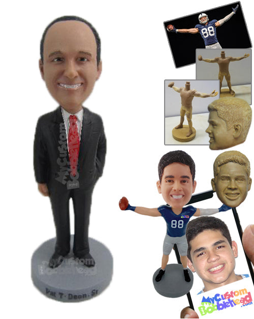Father Of The Bride In Formal Attire With One Hand In Pocket Personalized Bobblehead