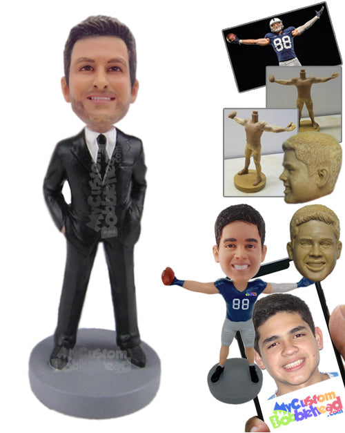 Groomsman in Classy Formal Attire with Both Hands in Pocket Personalized Bobblehead