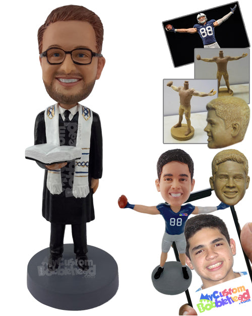 Priest with His Bible Ready to Marry You or Teach You Rituals Personalized Bobblehead
