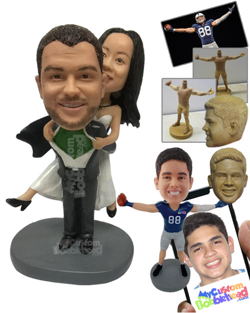 Woman Ripping Husband's Shirt Personalized Bobblehead