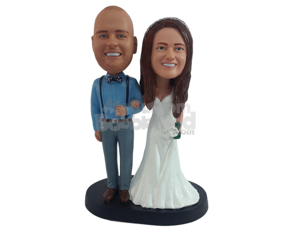 Custom Bobblehead Attractive wedding couple wearing nice clothe - Wedding & Couples Bride & Groom Personalized Bobblehead & Action Figure