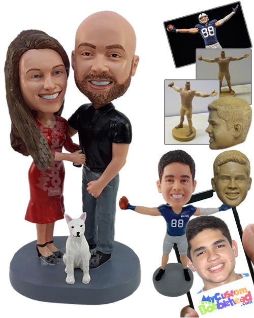 Happy and Elegant Husband and Wife Sharing Nice Moments, Wearing Semi-formal Outfits Personalized Bobblehead