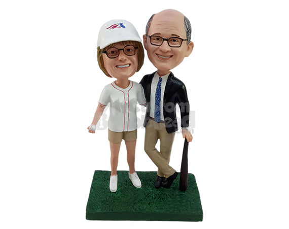 Custom Bobblehead Casual couple wearing t-shirts and jeans with nice looking shoes - Wedding & Couples Couple Personalized Bobblehead & Action Figure