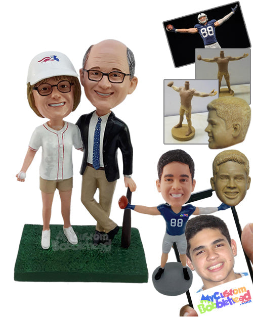 Casual Couple in T-Shirts and Jeans with Nice Shoes Personalized Bobblehead