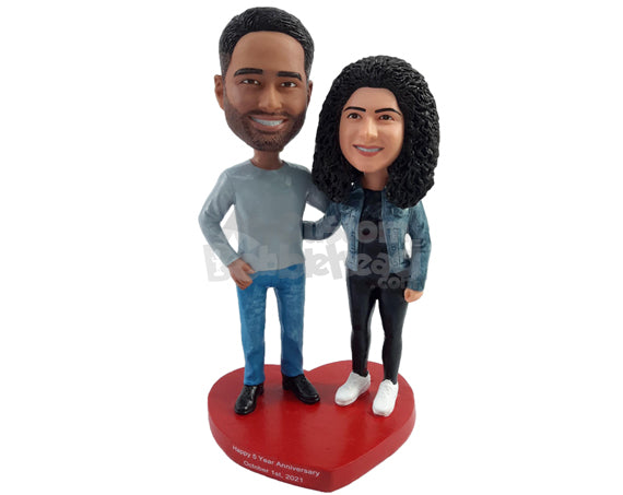Custom Bobblehead Casual loving couple wearing nice stylish clothe - Wedding & Couples Couple Personalized Bobblehead & Action Figure