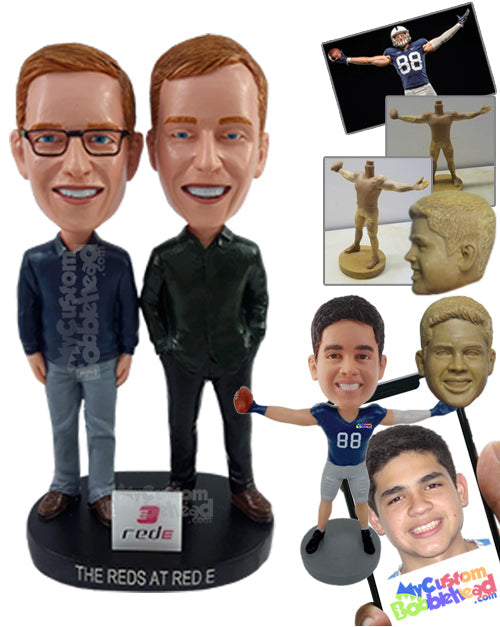 Geek-looking Partners Wearing Nice Shirts and Shoes Personalized Bobblehead