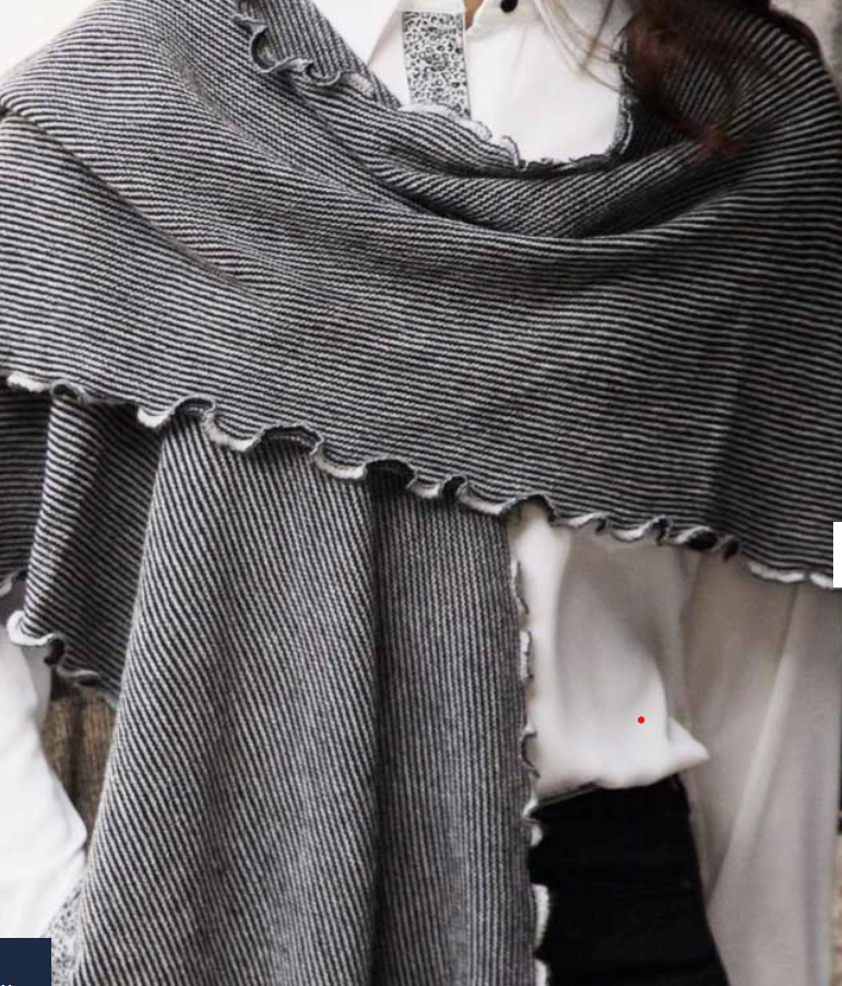 Black Ruffle Stripe Shawl
