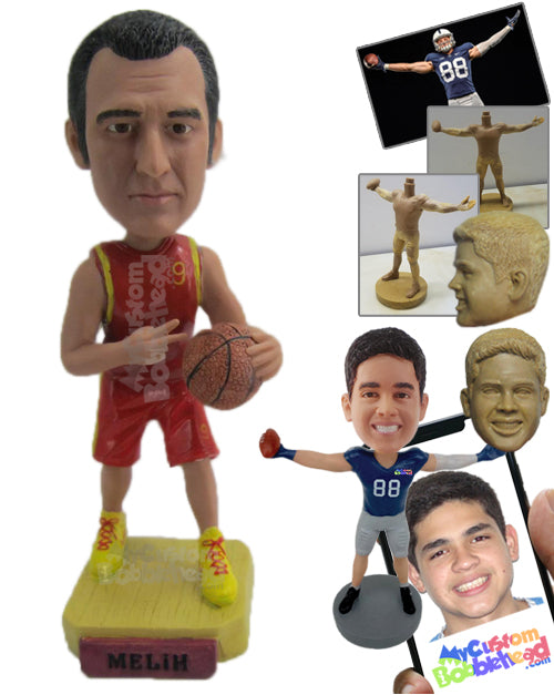 Tall Basketball Player Showing Victory Sign Personalized Bobblehead