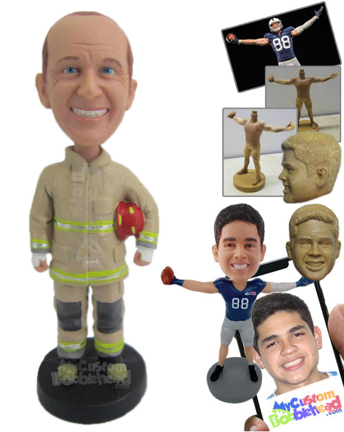 Firefighter Fully Ready at Your Service Personalized Bobblehead