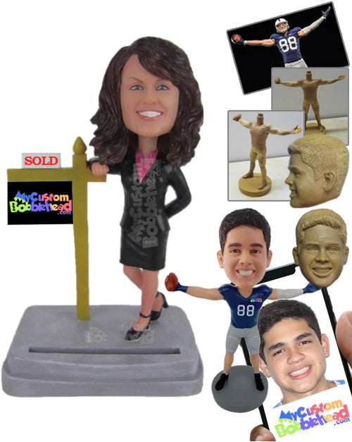 Female Real Estate Agent Wearing Suit and Short Skirt Personalized Bobblehead