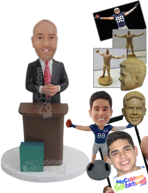 Teacher Giving a Lecture in Suit Personalized Bobblehead