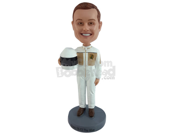 Custom Bobblehead Bike Rider With His Helmet - Careers & Professionals Athletes Personalized Bobblehead & Cake Topper