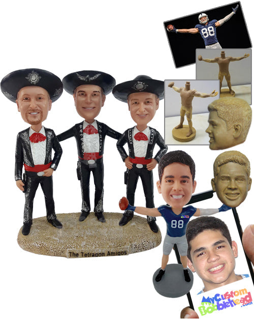 Triplet of Cowboys About to Perform Personalized Bobblehead
