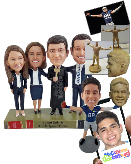 Lawyers and judge family on top of a law book base Personalized Bobblehead