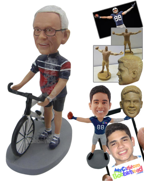 Cyclist Walking Next to Road Bike Relaxing the Leg Muscles Personalized Bobblehead