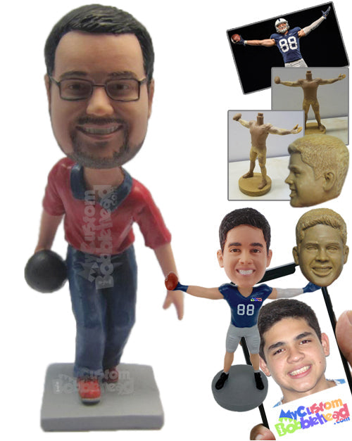 Bowling Enthusiast in Professional Gear Personalized Bobblehead