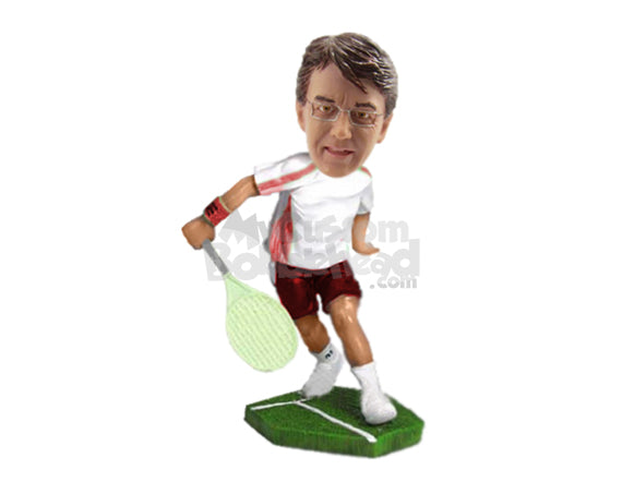 Custom Bobblehead Classic Tennis Player Playing The Grand Slam - Sports & Hobbies Tennis Personalized Bobblehead & Cake Topper