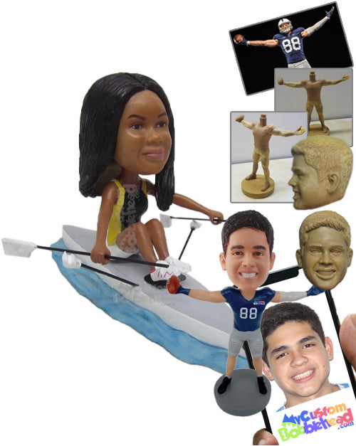 Gorgeous Female Rower Ready for the Competition Personalized Bobblehead