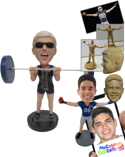 Female Weightlifter Putting Extra Effort to Complete the Lift Personalized Bobblehead