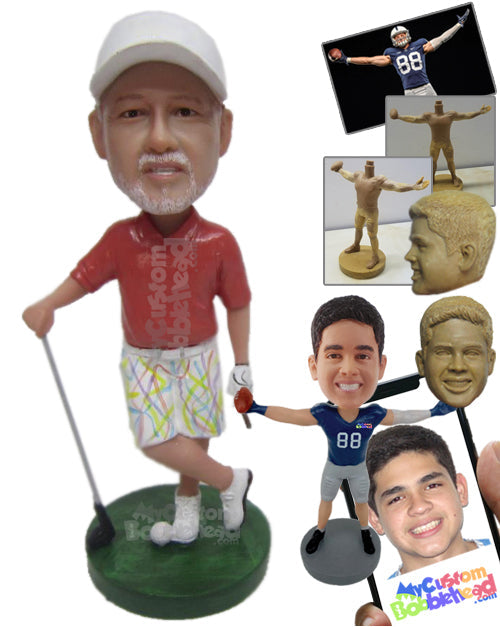 Golfer with Cigar in Hand Posing for a Picture Personalized Bobblehead