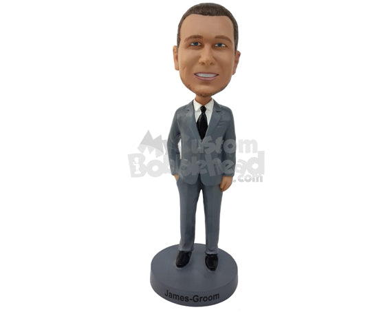 Custom Bobblehead Host Wearing His Fancy Sit To His Job - Sports & Hobbies Super Executives Personalized Bobblehead & Cake Topper