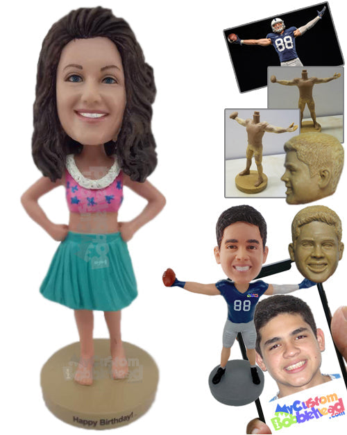 Female Hawaiian Dancer about to Shake Her Booty Personalized Bobblehead
