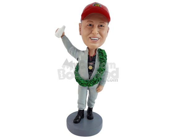 Custom Bobblehead Gardener With Garden Basket Around Him - Sports & Hobbies Hunting & Outdoors Personalized Bobblehead & Cake Topper