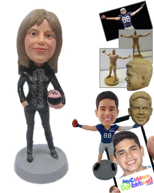 Gorgeous Female Car Racer in Her Racing Attire Personalized Bobblehead
