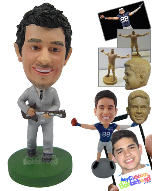 Male Guitarist in Stylish Formal Outfit Personalized Bobblehead