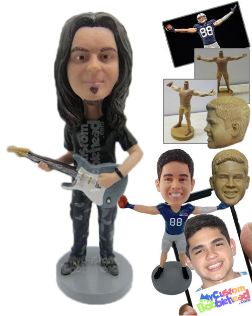 Handsome Guitar Player with a Guitar Personalized Bobblehead